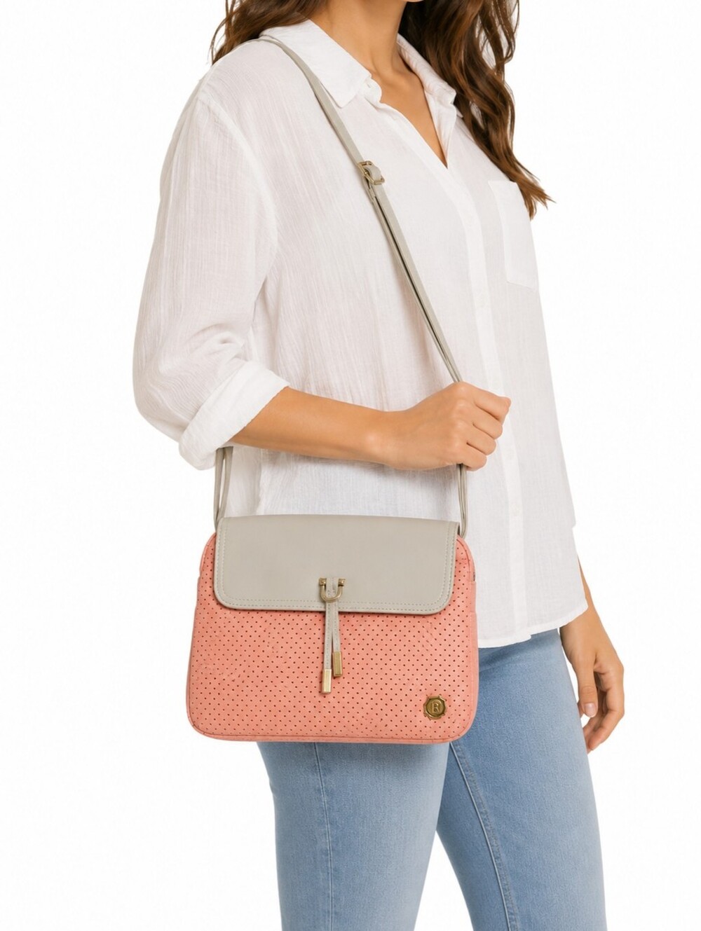 Fiorelli  Purse, Salmon/Tan, Adjustable Strap